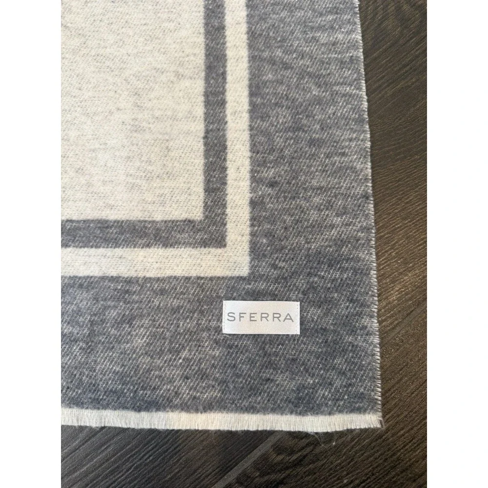 Sferra Fine Linens Viletta Throw Blanket Gray Tan 53x78 Cashmere Wool Cotton Bld